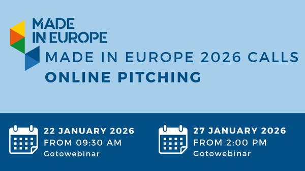 Read more about the article Spletni dogodki »Made in Europe Online Pitching«: Priložnost za povezovanje v okviru razpisov Horizon Europe 2026